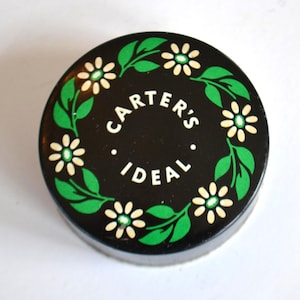 Vintage Round Carter's Ideal Floral Storage Tin Box