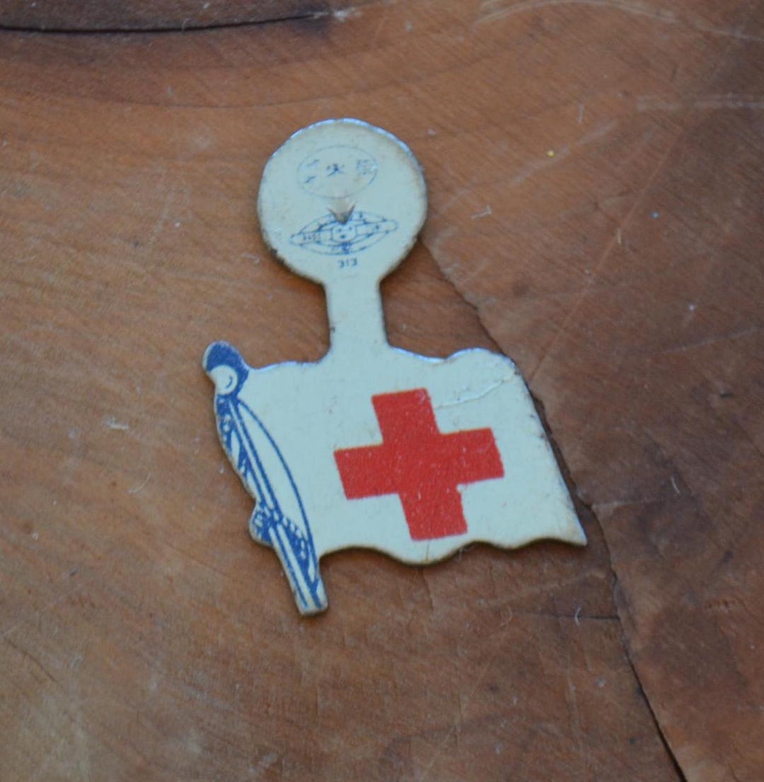 Vintage Metal White Red Cross Pin Button Pinback - Etsy