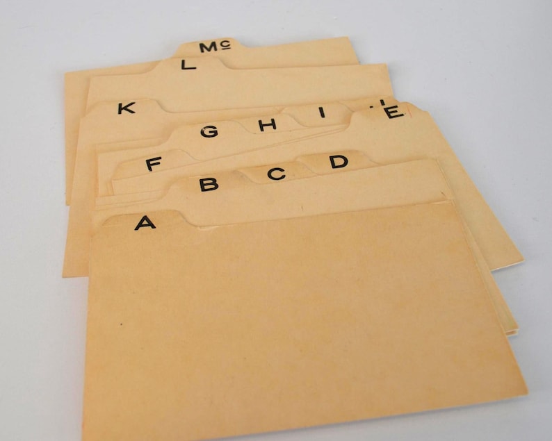 Vintage Manilla Office Kitchen Alphabet Index Card File Organization ...