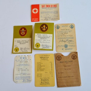 Vintage Boy Cub Scout Membership Award Cards Ephemera Set of 7