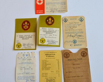 Vintage Boy Cub Scout Membership Award Cards Ephemera Set of 7