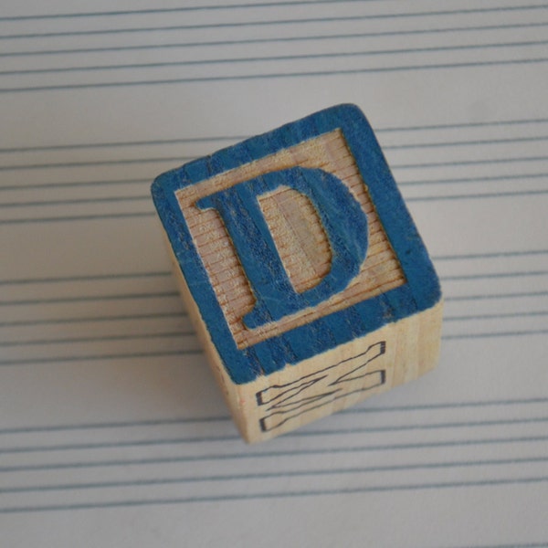 Vintage Blue Block Letter Initial Refrigerator Magnet D