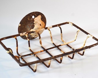 Vintage Rusty Metal Kitchen Bathroom Wall Soap Rectangle Holder