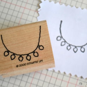 Holiday Christmas String of Lights Vintage Stampin Up Wood Mounted Rubber Stamp