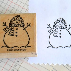 Sneeuwpop Vintage Stampin Up op hout gemonteerde rubberen stempel