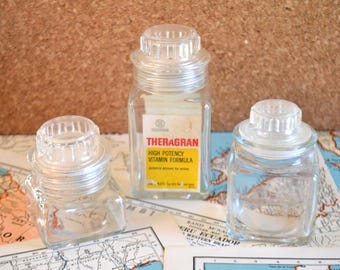 Vintage Small Apothecary Glass Liquid Containers Jars - Lot of 3