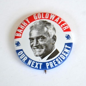 Vintage Cracker Barrel Reproductie Barry Goldwater President Presidentskandidaat Campagne Stemming Stemspeld Speld Button