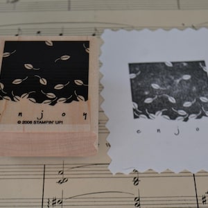 Vintage Stampin Up Enjoy Wood Mounted Rubber Stamp