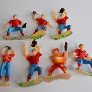 Vintage Plastic Sports Baseball Party Cake Cupcake Topper Lot of 7