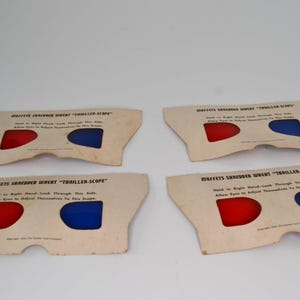 Juego de 4 vasos 3D Thriller-Scope con muffets de avena Quaker vintage y cereales de trigo triturado