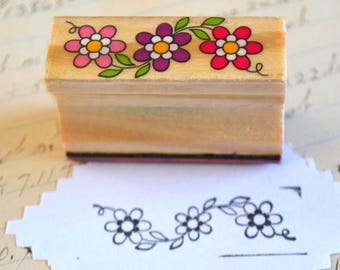 Flowers Wood Mounted Rubber Stamp