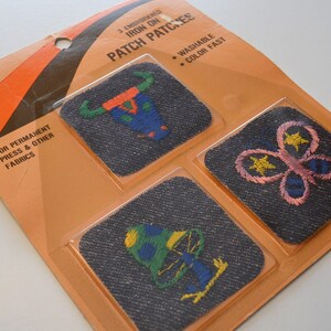 Vintage Patches Iron-On Embroidered Denim Cow Skull Mushroom Butterfly Applique Patch