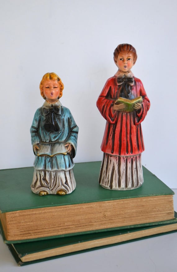 Vintage Christmas Singing Boy Carolers Church Choir Boys Duo 