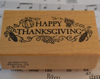 Happy Thanksgiving Wood Mounted Rubber Stamp