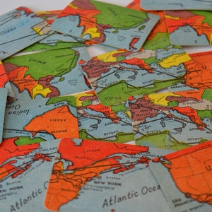 Vintage Russell Sky Trails Mapas Países Mundo Crianças Crianças Cartões de jogo em miniatura Lote de 12