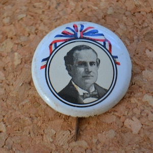 Vintage Bryan 1908 Presidential Candidate Campaign Vote Voting Pin Pinback Button