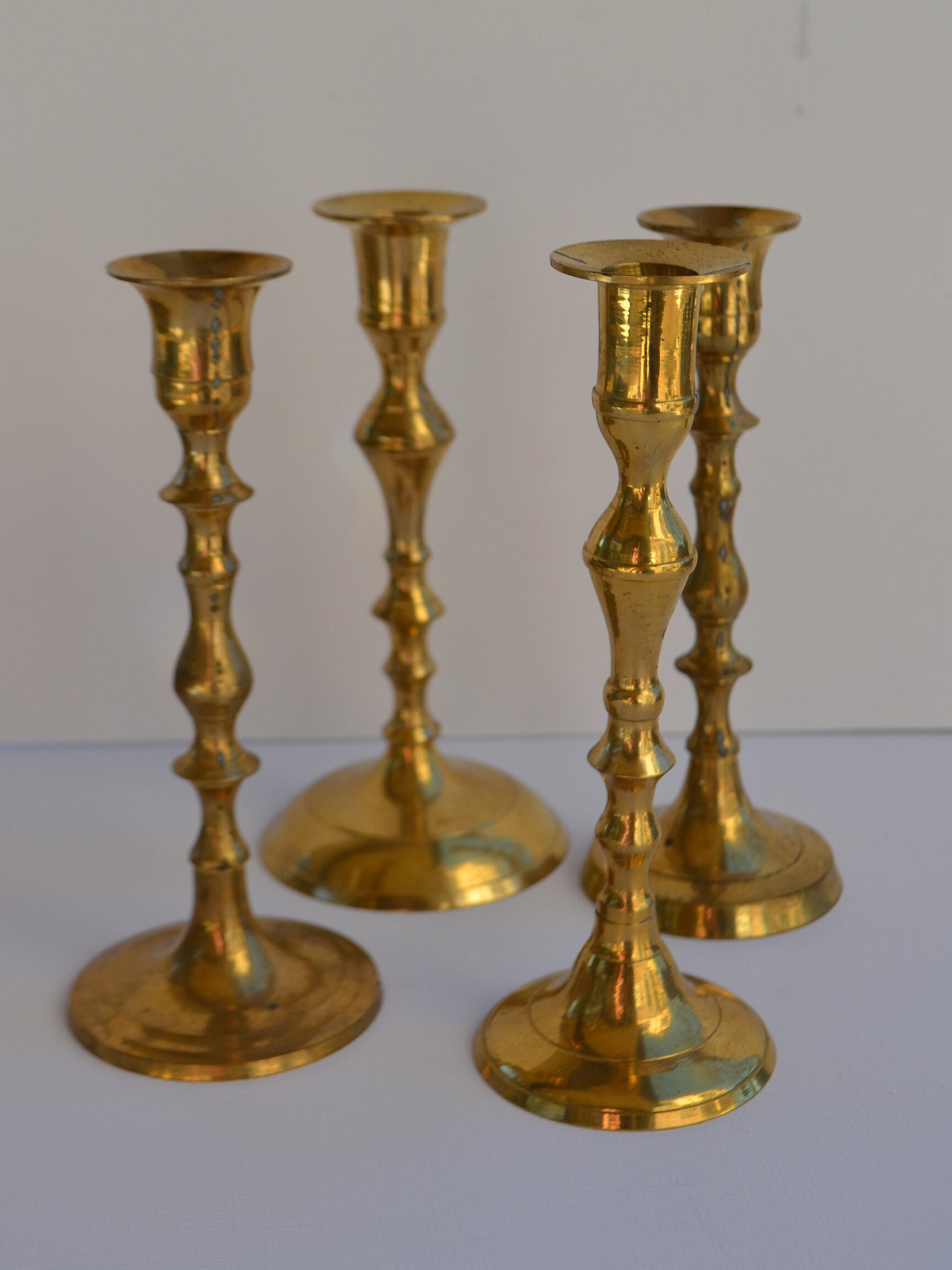  Uiifan 4 Pcs Vintage Candlestick Holders Brass Candlestick  Holders Vintage Candle Holder Fits Tapered Candlesticks with Saucer and  Handle for Wedding Baptism First Communion Home Window Decor(Gold) : Home &  Kitchen