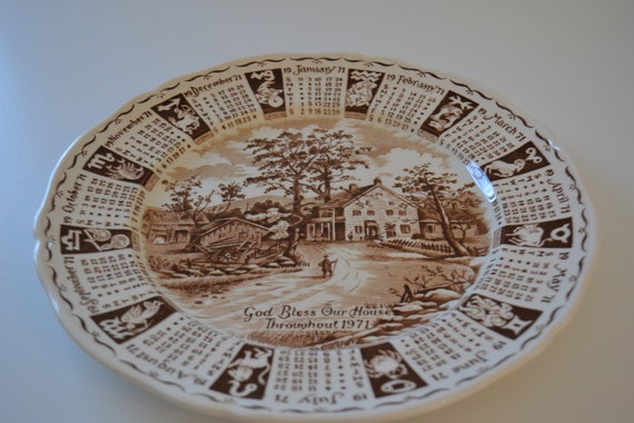 Vintage Meakin 1971 Calendar Brown Transferware Collectible Salad Dinner  Plate 9 - Etsy