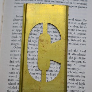 Vintage Industrial Brass Stencil - Alphabet Letter C