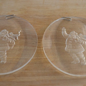Enfeites redondos de plástico vintage para férias de Natal transparentes de Papai Noel, lote de 2