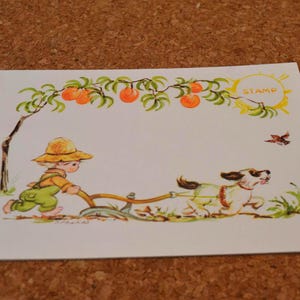 Vintage Junge Pflugender Hund Memo Notiz Postkarten Karten Papier Label Blätter 13er Set