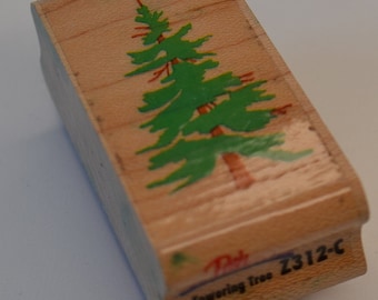 Evergreen Tree Wood Mounted Rubber Stamp