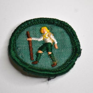 Vintage Boy Girl Cub Scouts Brownies Walking Hiking Embroidered Patch Badge