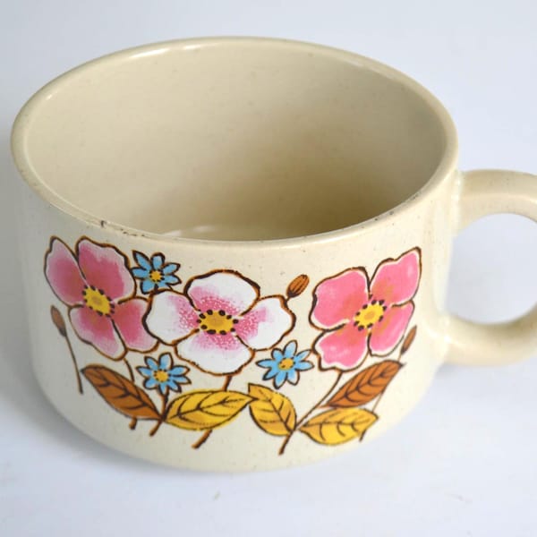 Vintage Rosa Blumenblumen-Entwurfs-Japan Kaffeetasse Becher