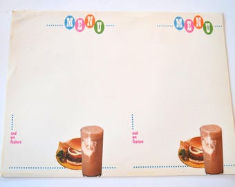 Vintage Blank Cafe Restaurant Menus - Set of 2