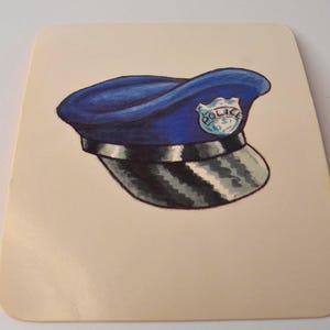 Vintage 1989 Taalontwikkeling Flashcard Flash Card Afbeelding Afbeelding - Politiehoed