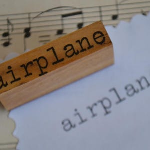 Vintage Educational Classroom Word Wood Handled Rubber Mounted Stamp - Airplane