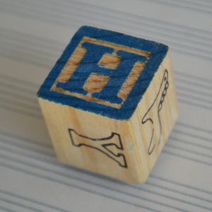 Imán para refrigerador con inicial en forma de letra mayúscula azul vintage H