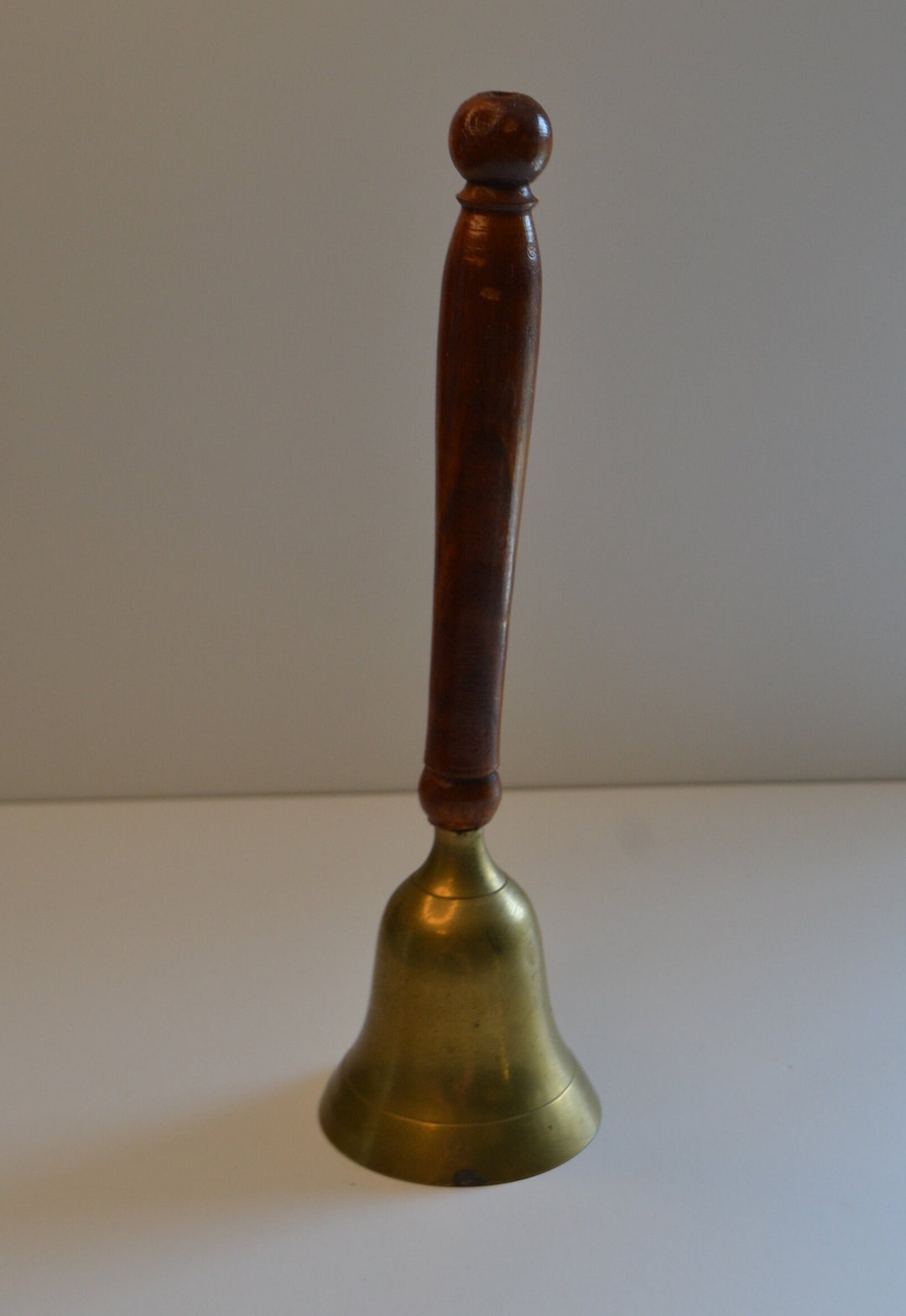 Vintage School Wood Handle Metal Brass Handbell Bell Etsy