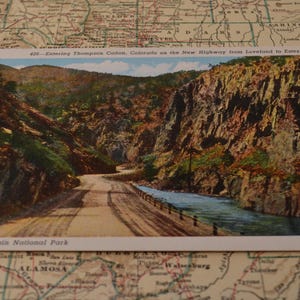 Vintage Ephemera Speicher kultige Andenken Rocky Mountain Nationalpark Colorado Thompson Canon Reise-Postkarte