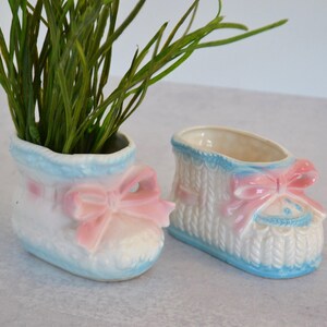 Vintage Infant Baby Booties Ceramic Plant Planters Lot of 2