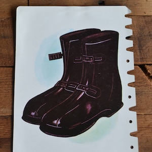 Peabody Language Articulation Vintage Card Flashcard - Boots Buckle Overshoes Rainboots
