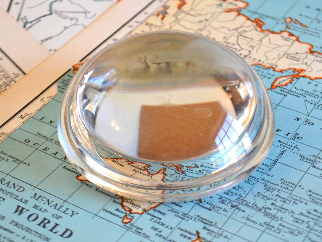 Vintage Clear Circle Shaped Office Home Paperweight - Etsy