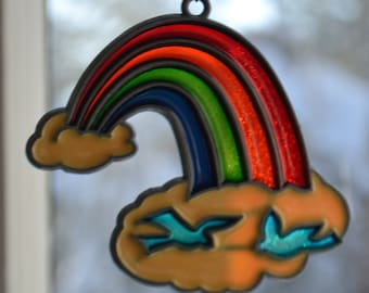 Vintage Window Rainbow Stained Glass Ornament