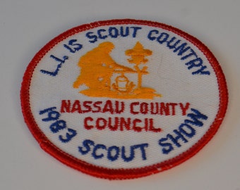 Reclaimed Vintage Boy Cub Scouts Nassau County Council 1983 Scout Show Badge Patch