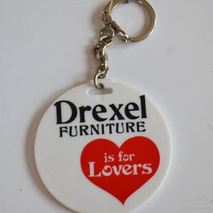 Vintage Drexel Furniture Advertising Round Plastic Key Chain Keychain - Lot of 2