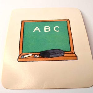 Vintage 1989 Taalontwikkeling Flashcard Flash Card Afbeelding Afbeelding - Schoolbord
