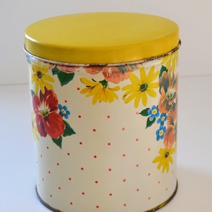 Vintage Retro Midcentury Blumen Küche Design Metall Lebensmittel Lagerung Dose Behälter Box