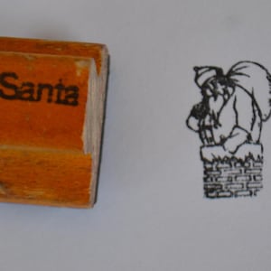 Vintage lehrreiches Klassenzimmer Bild Holz behandelt Gummi montiert Stempel - Weihnachtsmann