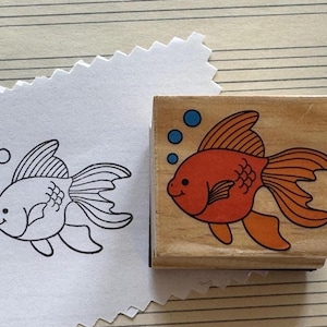 Fish Wood Mounted Rubber Stamp