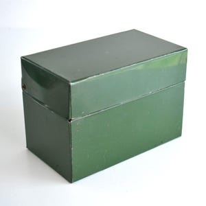 Vintage Metal Green Office Index File Cards Containers Storage Recipe Box