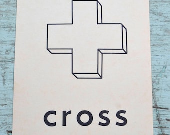 Vintage 1950s Flashcard Flash Card Picture Image Ephemera - Cross