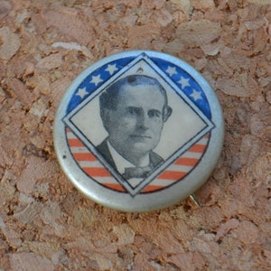 Vintage Bryan 1908 Presidential Candidate Campaign Vote Voting Pin Pinback Button