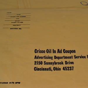 Buste postali vuote vintage Crisco Oil Ephemera Lotto di 3
