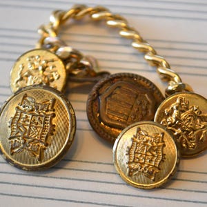 Vintage Assorted Gold Colored Sewing Craft Buttons Original Lot of 5