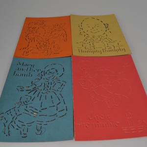 Estênceis de papelão para lápis infantil vintage, rimas infantis, lote variado de 4